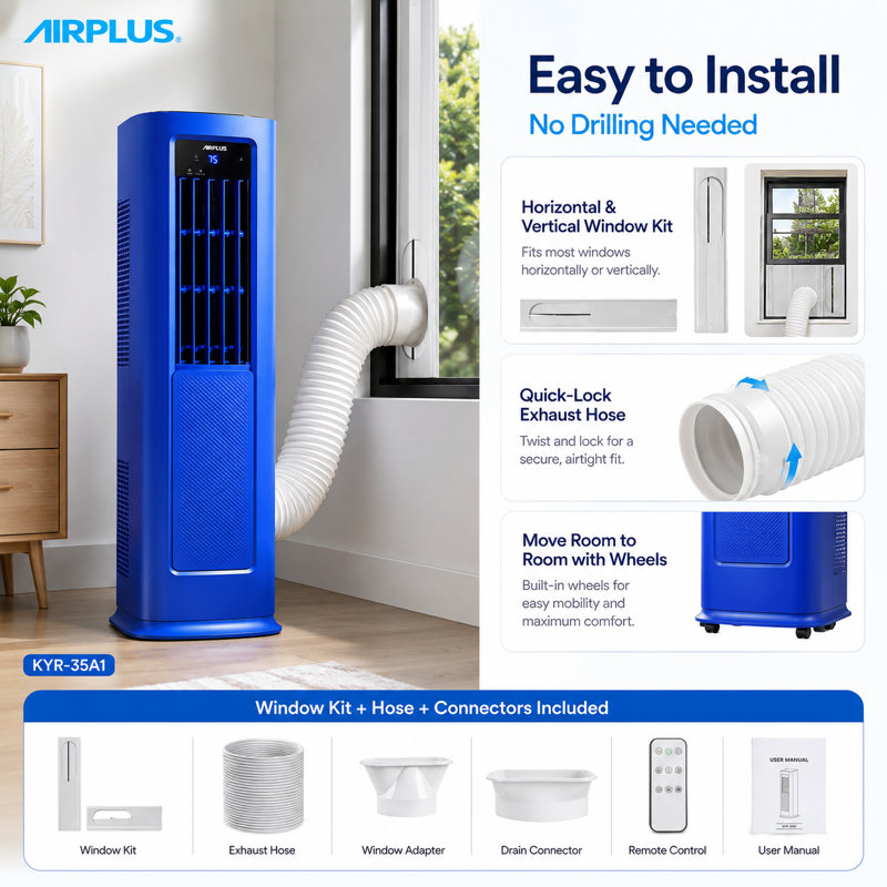 AIRPLUS Portable Air Conditioner 12000 BTU with Heat, 4-in-1 AC